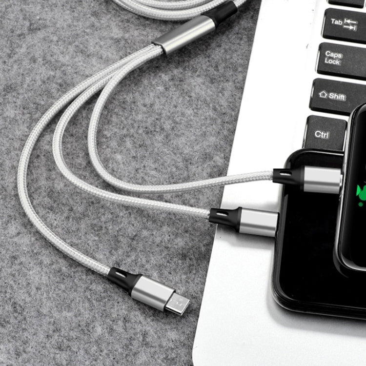 2 PCS ZZ034 USB To 8 Pin + USB-C / Type-C + Micro USB 3 In 1 Fast Charging Cable, Style:, 5A Super Fast-Black, 5A Super Fast-Red, Silicone-Green, Silicone-Red, Silicone-Yellow, Silicone-Purple, Mini-Silver, Mini-Red, Mini-Blue, Mini-Black, Retractable-...