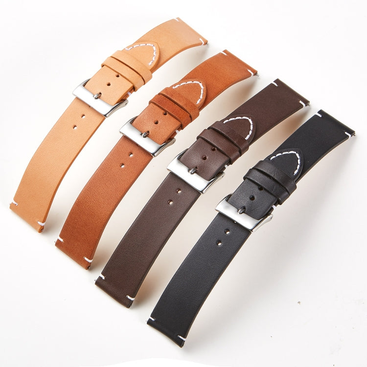 First Layer Retro Cowhide Frosted Leather Quick Release Universal Watch Band, Size： 20mm(Deep Brown)
