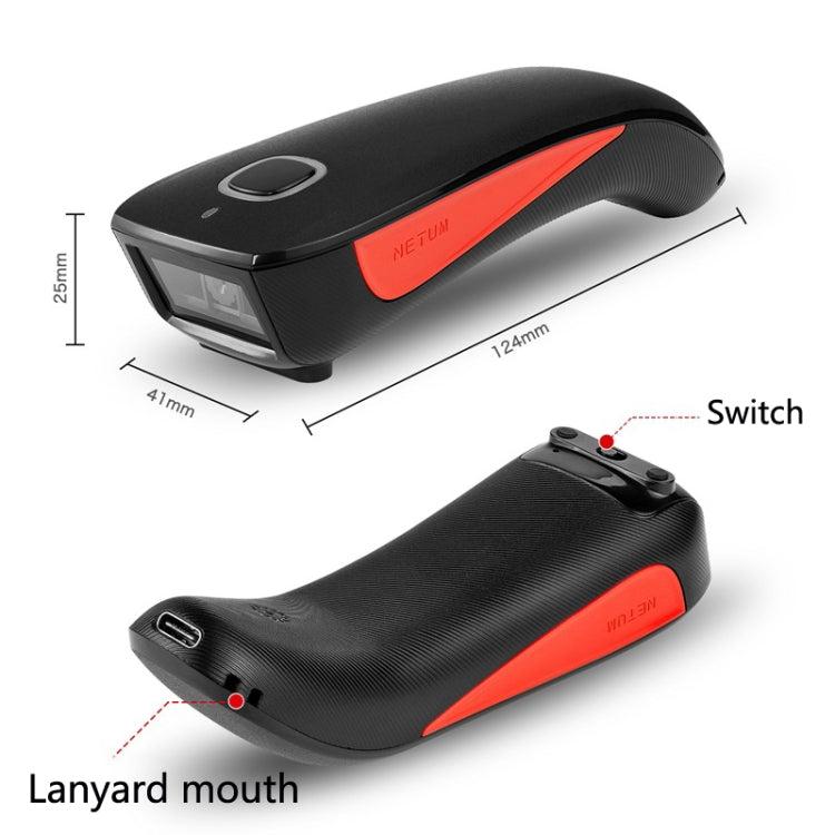 NETUM C750 Wireless Bluetooth Scanner Portable Barcode Warehouse Express Barcode Scanner, Model: C750 Two-dimensional