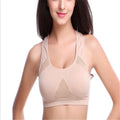 High Stretch Breathable Top Fitness Women Padded Sports Bra, Size:M (Khaki)