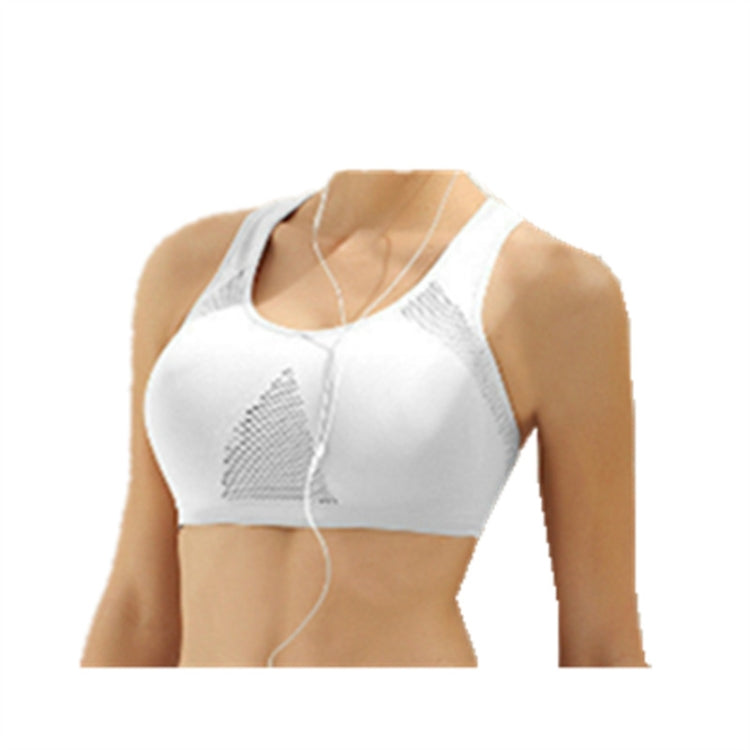 High Stretch Breathable Top Fitness Women Padded Sports Bra, Size:L (White)