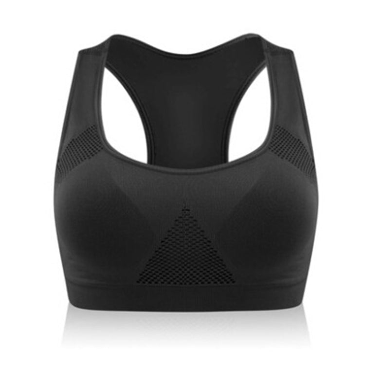 High Stretch Breathable Top Fitness Women Padded Sports Bra, Size:XL (Black)