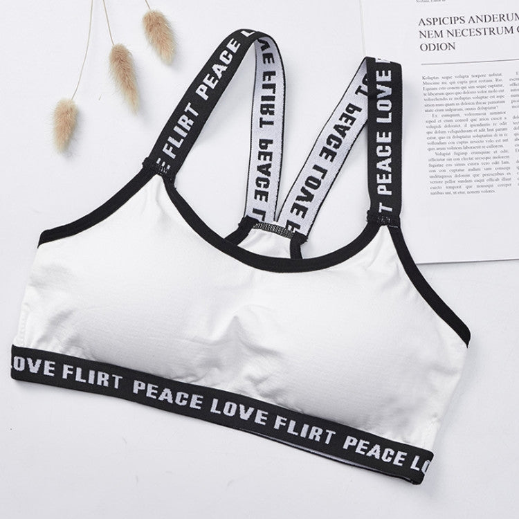 Letter Sports Fitness Running Yoga Bra Cotton No Steel Ring Underwear For Women, Size:One Size(Black)