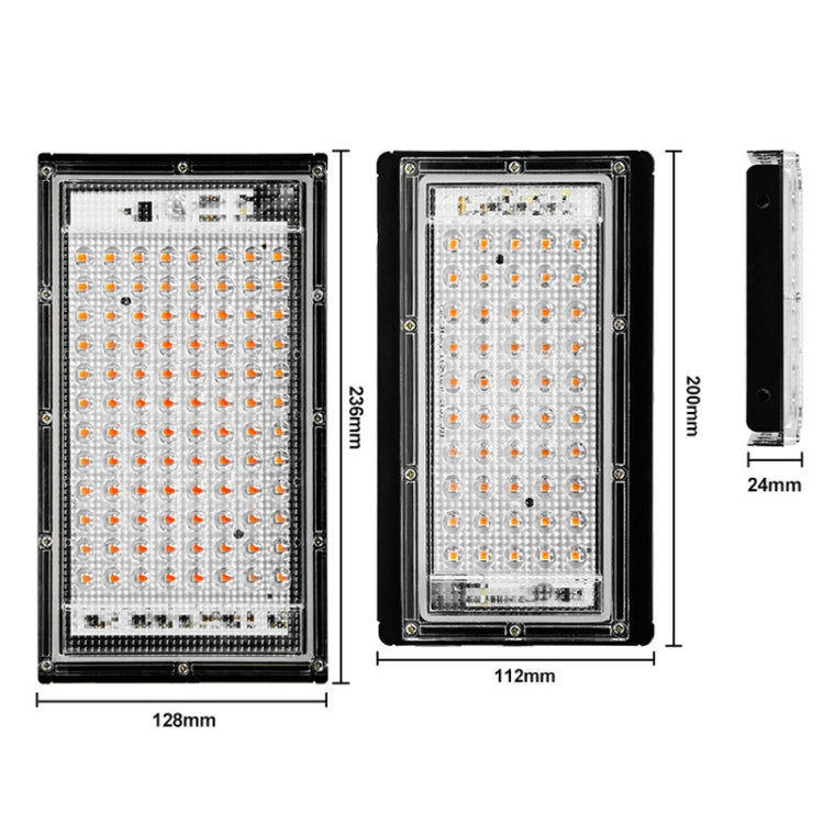 LED Plant Light Full Spectroscopy Waterproof Growth Lamp Seedlings Vegetable Filling Lamp, Power: UK Plug 50 Beads 50W(Pink Light)