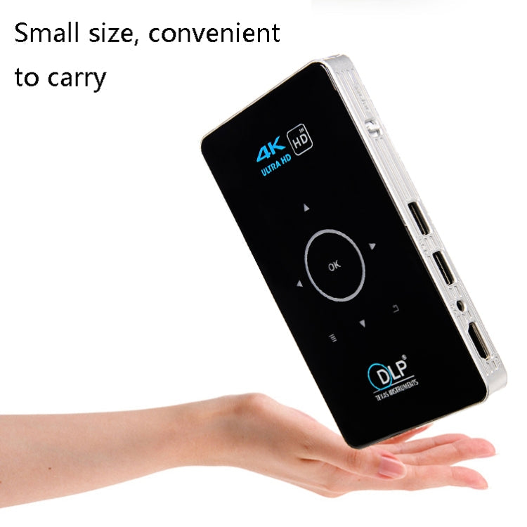 C6 1G+8G Android System Intelligent DLP HD Mini Projector Portable Home Mobile Phone Projector，, US Plug  (Black), EU Plug (Black), UK Plug (Black), AU Plug (Black), US Plug (White), AU Plug (White)