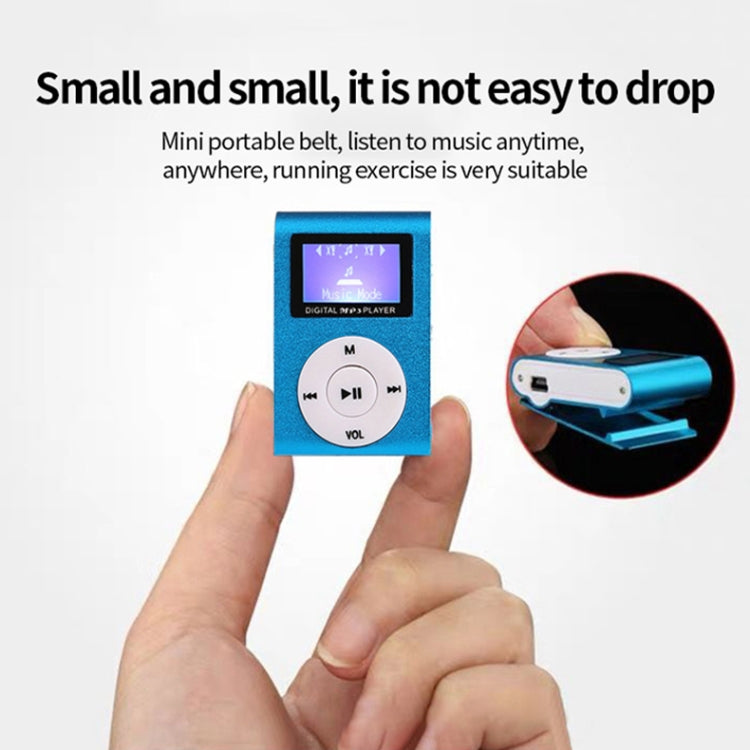 512M+Earphone+Cable Mini Lavalier Metal MP3 Music Player with Screen(Green)