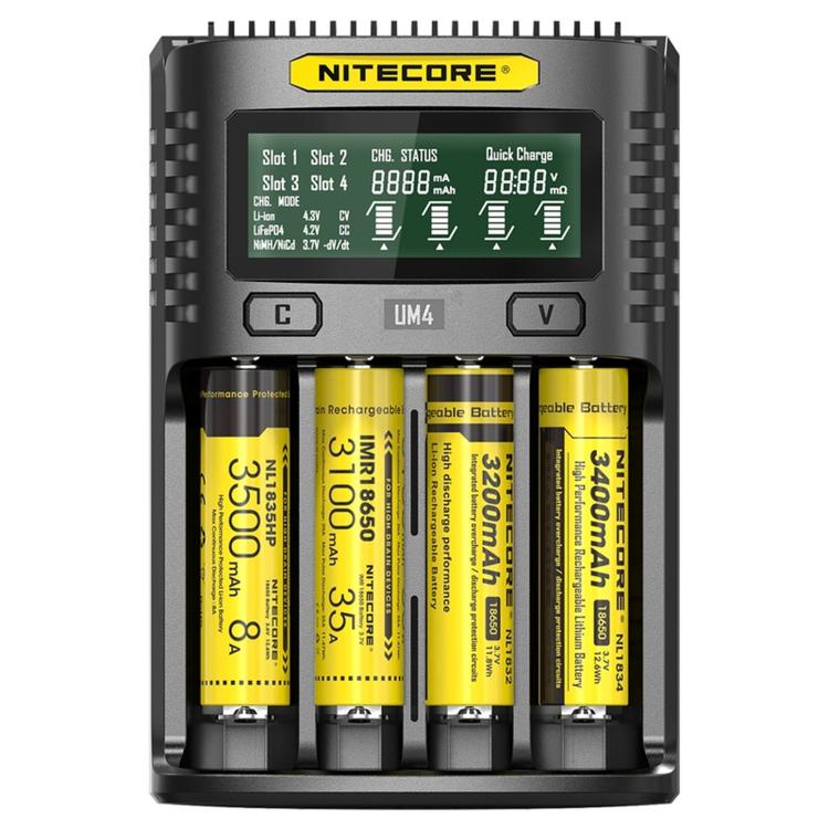NITECORE 4-Slot LCD Battery Charger USB 18W
