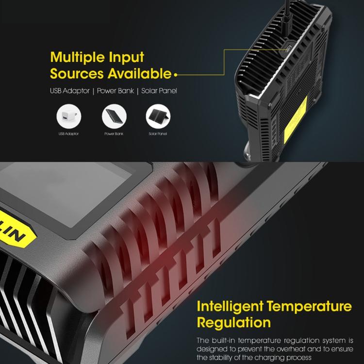 NITECORE 4-Slot LCD Battery Charger USB 18W
