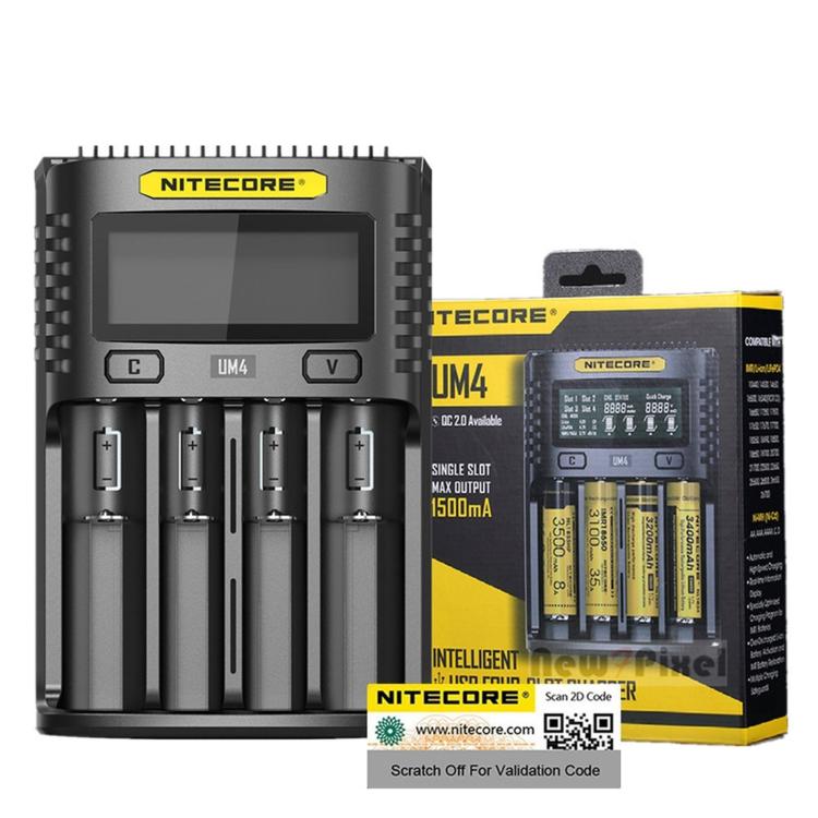 NITECORE 4-Slot LCD Battery Charger USB 18W