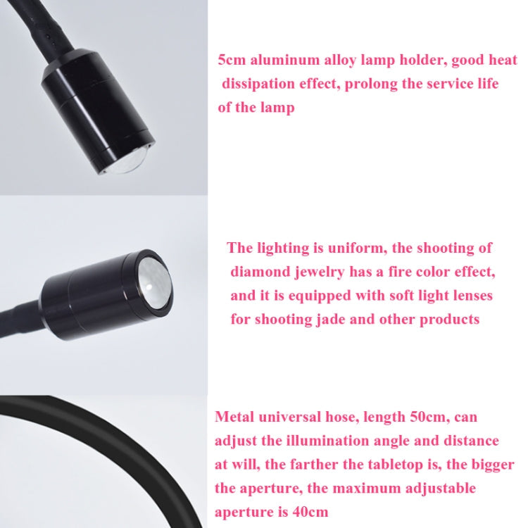 LED Jewelry Photo Spotlights Table Lamps Take Wenwan Diamond Jadeite Jade Live Lights Fill Light Spotlight Can Be Adjusted,Style:  Single Head Basic Version