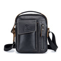 BULL CAPTAIN 037 First-Layer Cowhide Messenger Bag Male Soft Leather Shoulder Bag(Black)