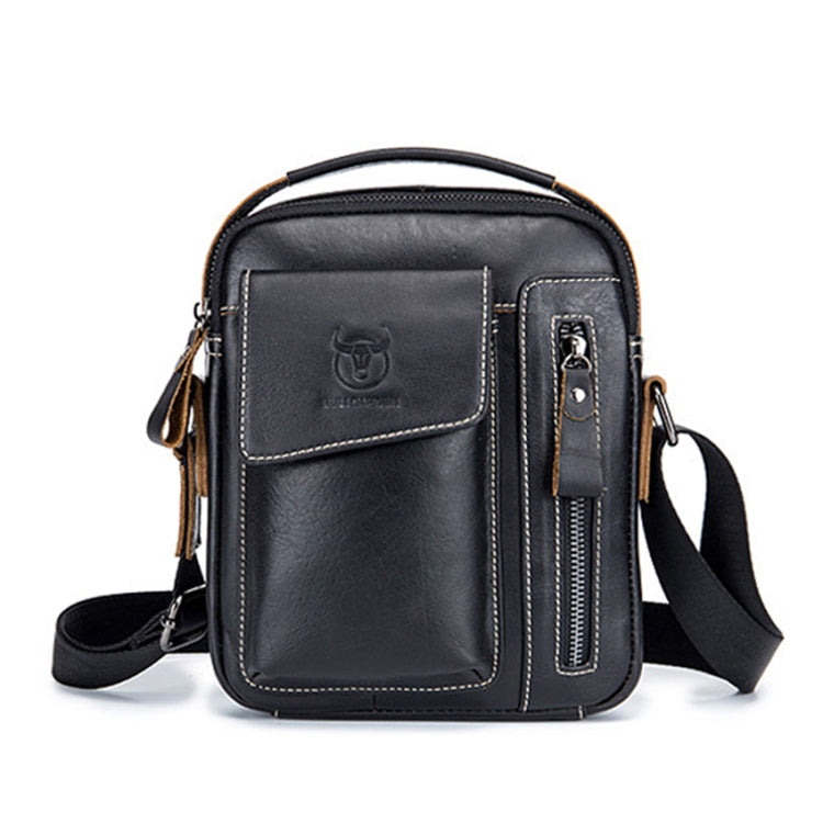 BULL CAPTAIN 037 First-Layer Cowhide Messenger Bag Male Soft Leather Shoulder Bag(Black)
