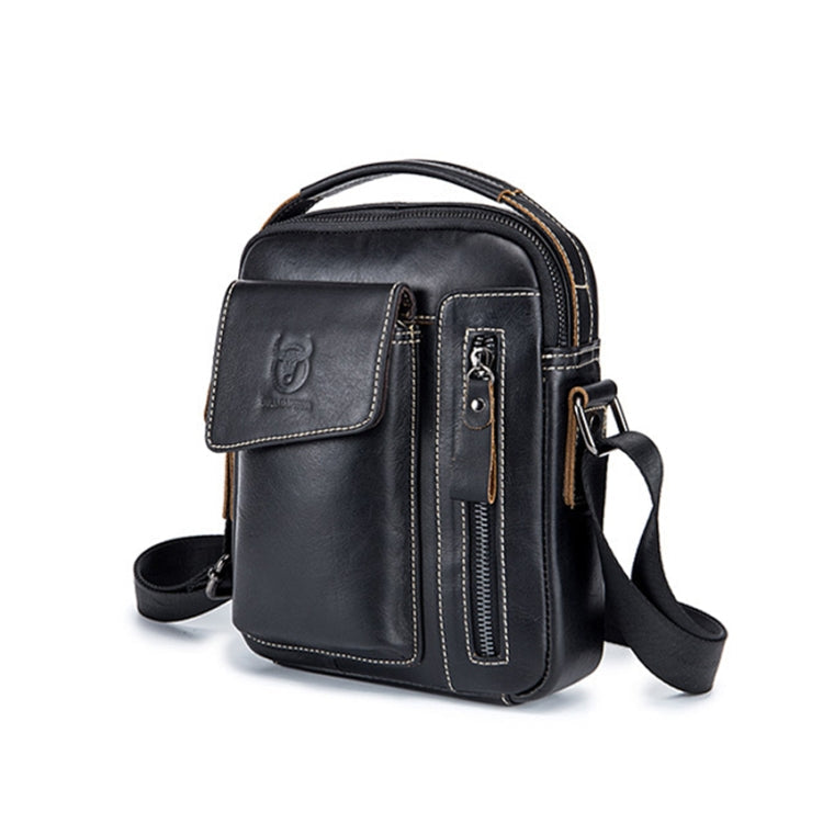 BULL CAPTAIN 037 First-Layer Cowhide Messenger Bag Male Soft Leather Shoulder Bag(Black)