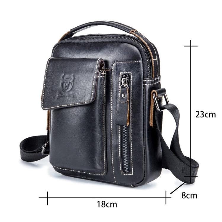 BULL CAPTAIN 037 First-Layer Cowhide Messenger Bag Male Soft Leather Shoulder Bag(Black)