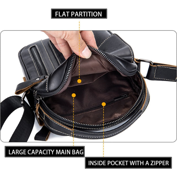 BULL CAPTAIN 037 First-Layer Cowhide Messenger Bag Male Soft Leather Shoulder Bag(Black)