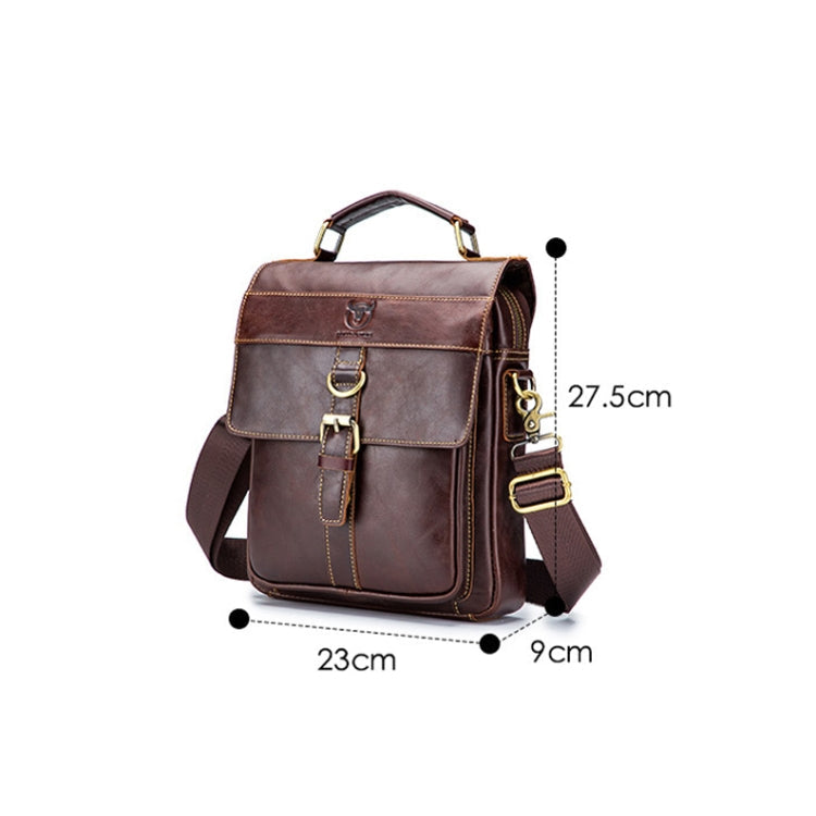 BULL CAPTAIN 302 First-Layer Cowhide Men Casual Shoulder Bag Leather Retro Briefcase(Brown)