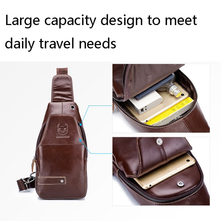BULL CAPTAIN 087 Men Leather Shoulder Bag First-Layer Cowhide Sports Chest Bag(Black)