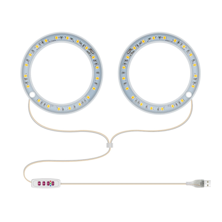 LED Plant Growth Lamp Full Spectroscopy Intelligent Timing Indoor Fill Light Ring Plant Lamp, Power: Two Head(Sunshine)