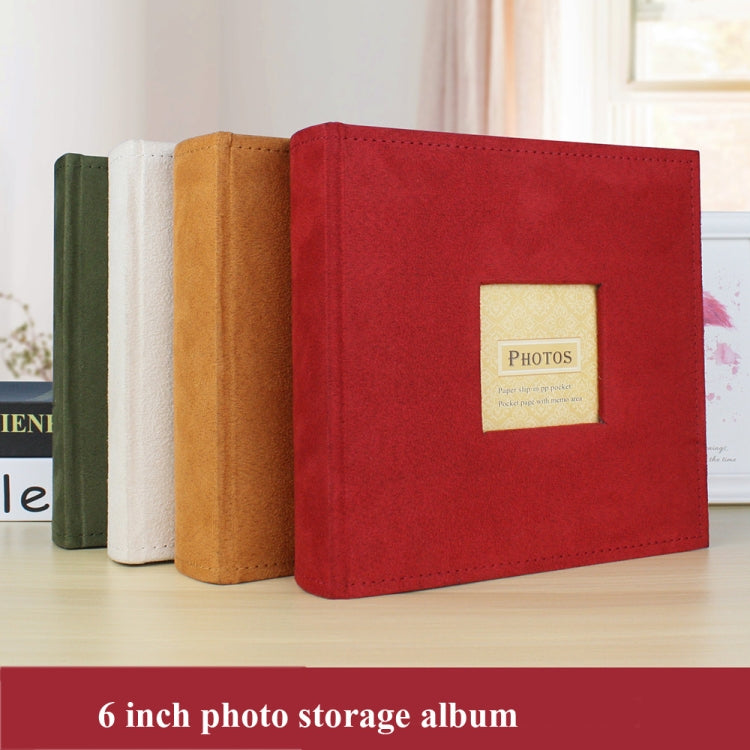 6 Inch 200 Sheets Flannel Retro Photo Album Interstitial Photo Storage Book(Red)