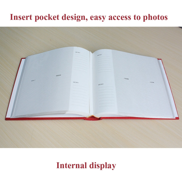6 Inch 200 Sheets Flannel Retro Photo Album Interstitial Photo Storage Book(Red)