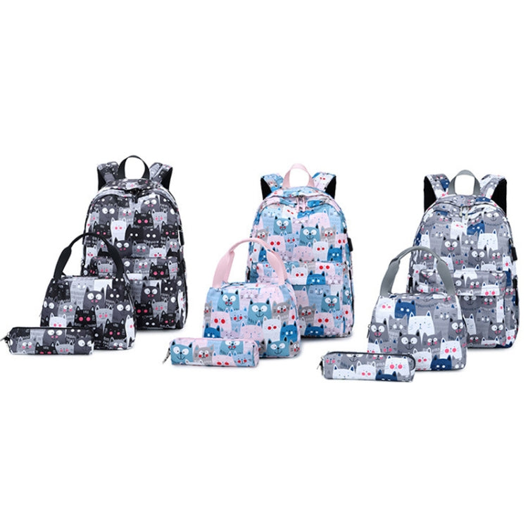 3 PCS / Set 2035 Printed Backpack Large-Capacity Leisure Computer Backpack Student School Bag(Grey)