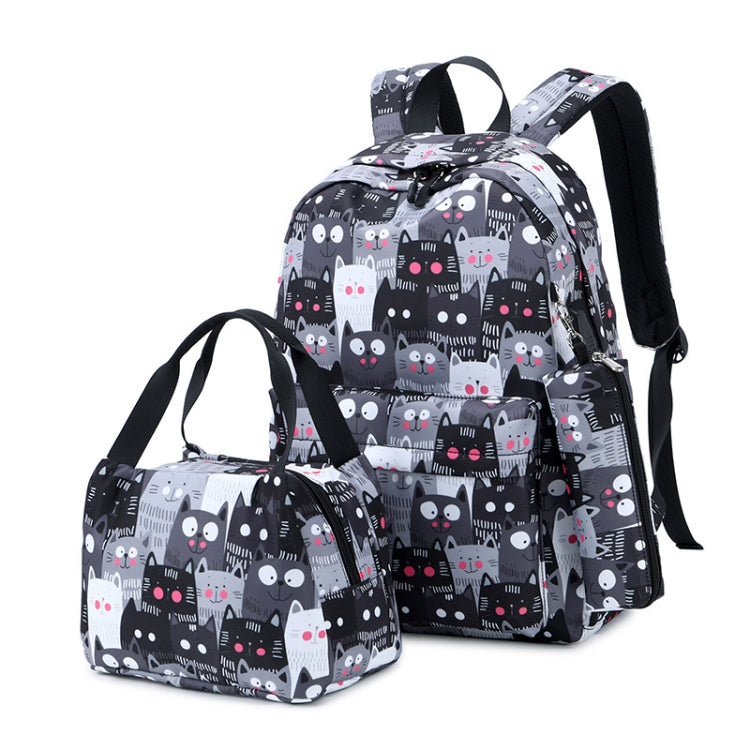 3 PCS / Set 2035 Printed Backpack Large-Capacity Leisure Computer Backpack Student School Bag(Grey)