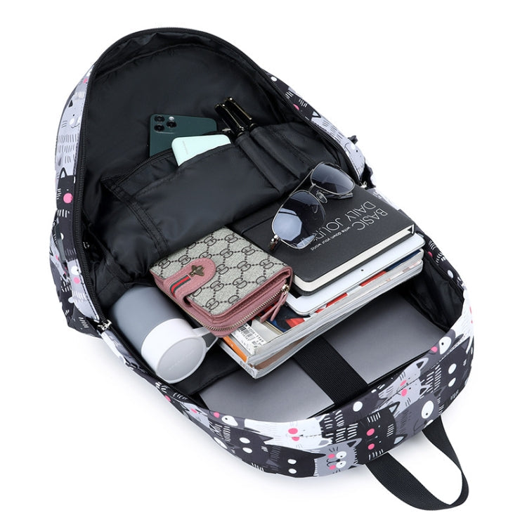 3 PCS / Set 2035 Printed Backpack Large-Capacity Leisure Computer Backpack Student School Bag(Grey)