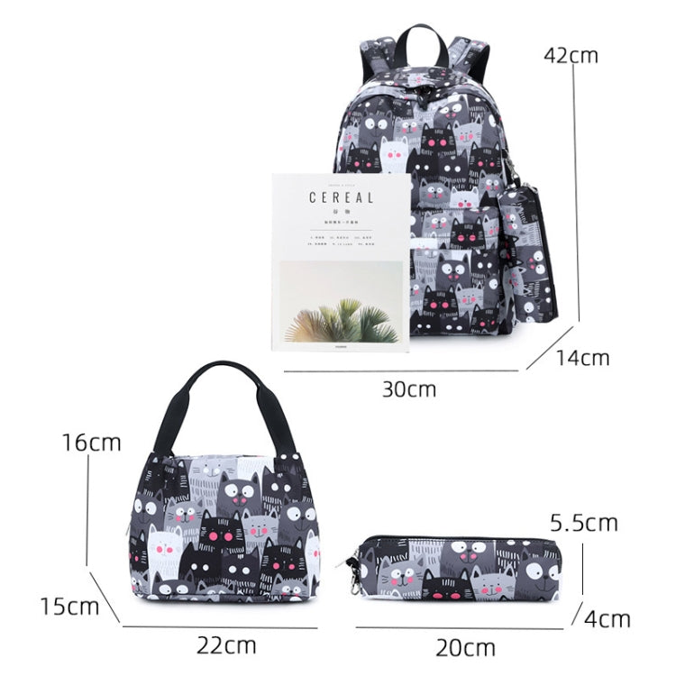 3 PCS / Set 2035 Printed Backpack Large-Capacity Leisure Computer Backpack Student School Bag(Grey)