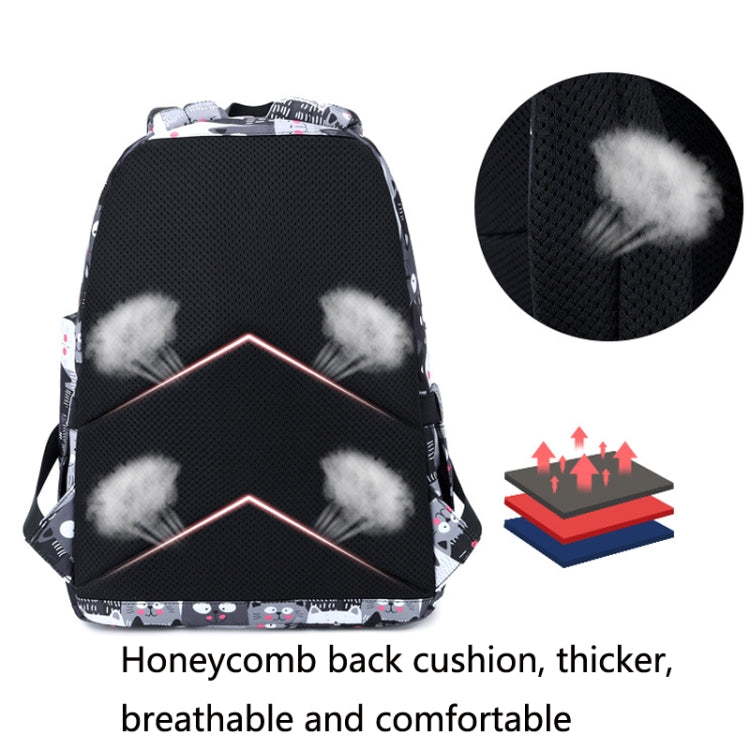 3 PCS / Set 2035 Printed Backpack Large-Capacity Leisure Computer Backpack Student School Bag(Grey)