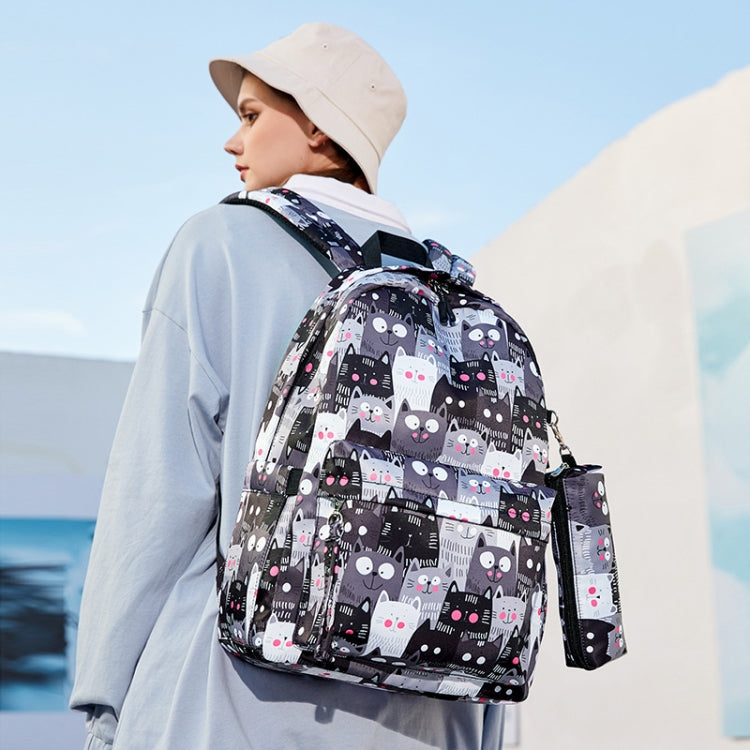 3 PCS / Set 2035 Printed Backpack Large-Capacity Leisure Computer Backpack Student School Bag(Grey)