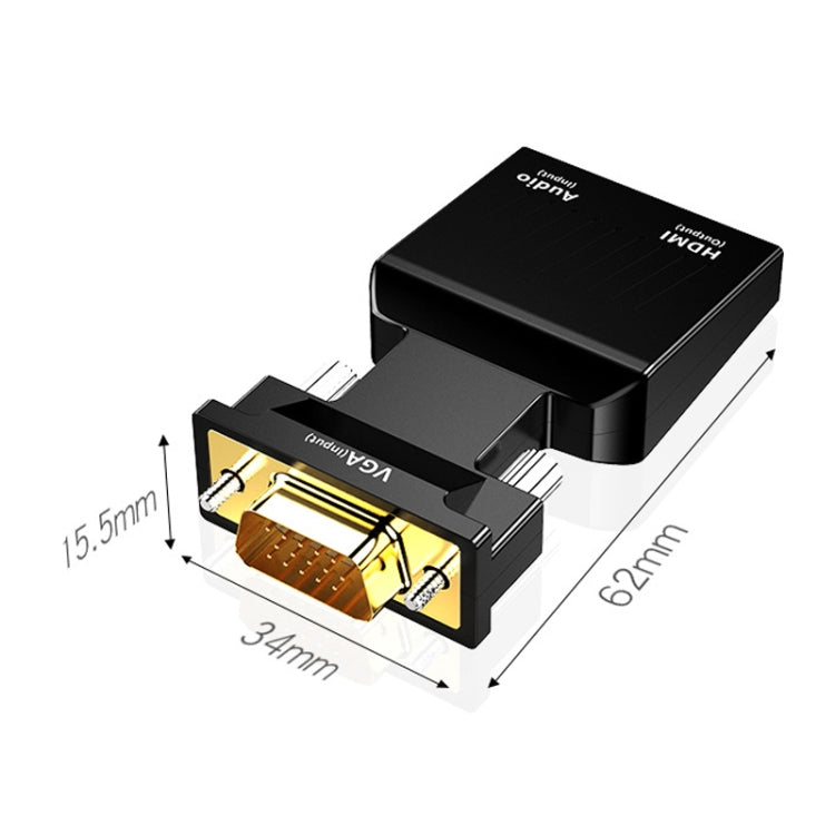 HW-2217 VGA to HDMI Converter With Audio Computer Host to HD Converter(Black)