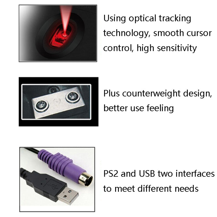 2 PCS Cadeva 006 3 Keys Wired Mouse Household Computer Mouse(USB Interface)