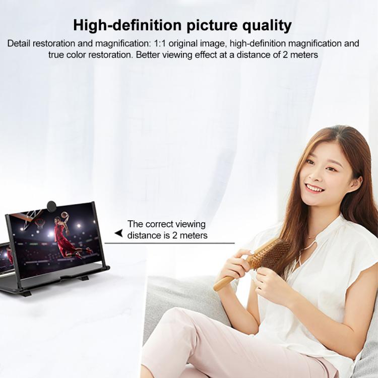 16 inch Mobile Phone Screen Magnifier With Pull-Out 3D Eye Protection High-Definition Magnifying Glass Holder, Black, White