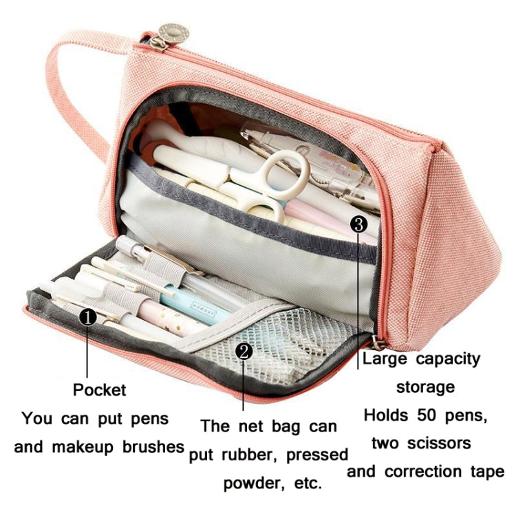Angoo Large Capacity Pencil Case Cute Canvas Stationery Bag, Black White In The Palm