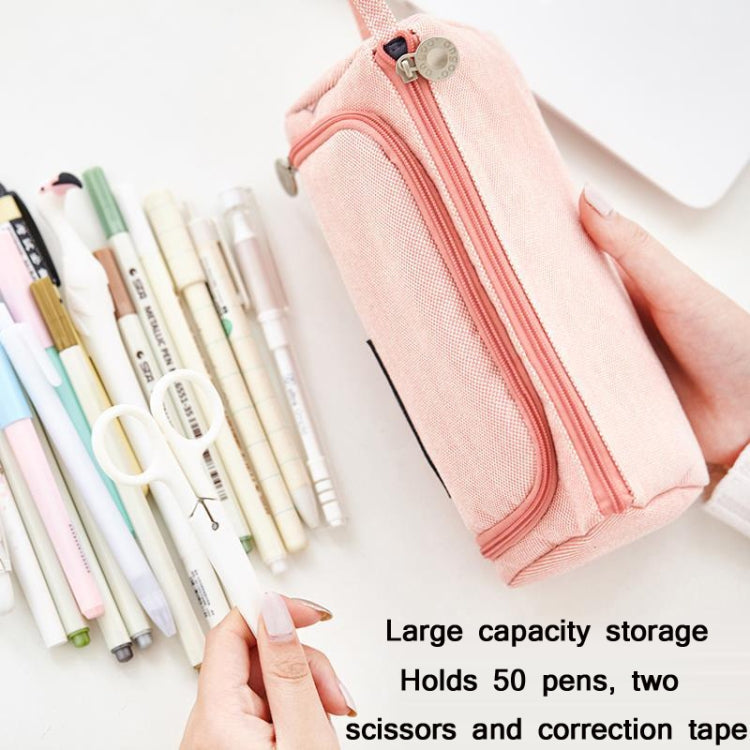 Angoo Large Capacity Pencil Case Cute Canvas Stationery Bag, Black White In The Palm