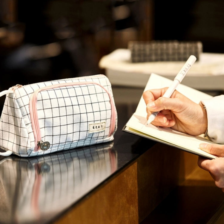 Angoo Large Capacity Pencil Case Cute Canvas Stationery Bag, Black White In The Palm