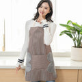 Home Hand-Wiping Apron Waterproof Home Kitchen Waist(Coffee Stripes)