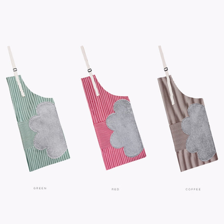 Home Hand-Wiping Apron Waterproof Home Kitchen Waist(Coffee Stripes)