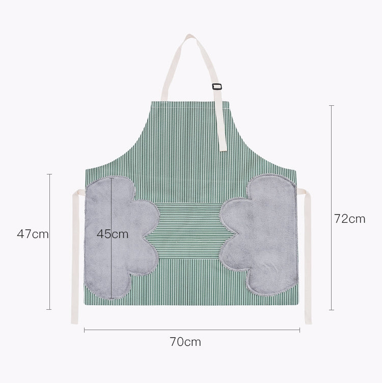 Home Hand-Wiping Apron Waterproof Home Kitchen Waist(Coffee Stripes)