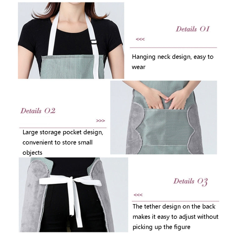 Home Hand-Wiping Apron Waterproof Home Kitchen Waist(Coffee Stripes)