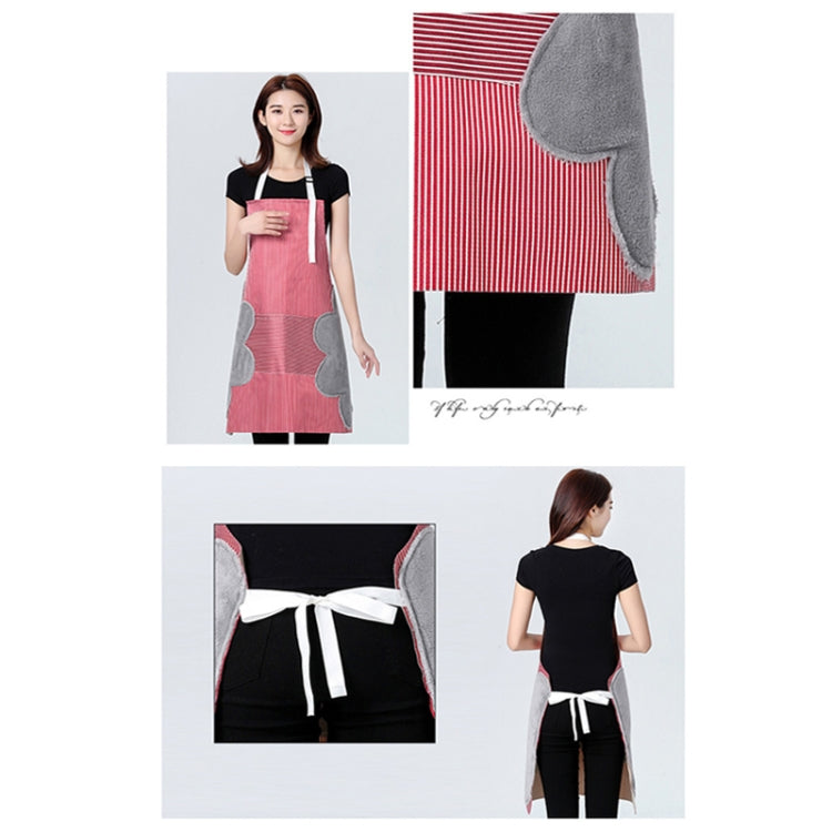 Home Hand-Wiping Apron Waterproof Home Kitchen Waist(Coffee Stripes)