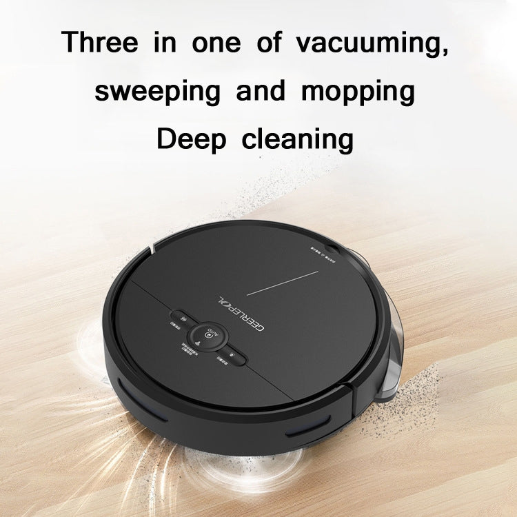 GEERLEPOL Smart Home Automatic Refilling Sweeping Robot, High Configuration Support Mobile Phone APP(Black)