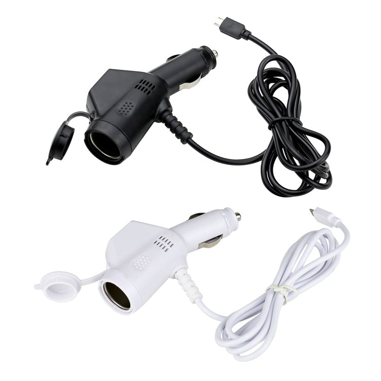 2 PCS Car 3 In 1 Charger With Cigarette Lighter Dual USB Interface With USB Mobile Phone Charging Cable, Black, White