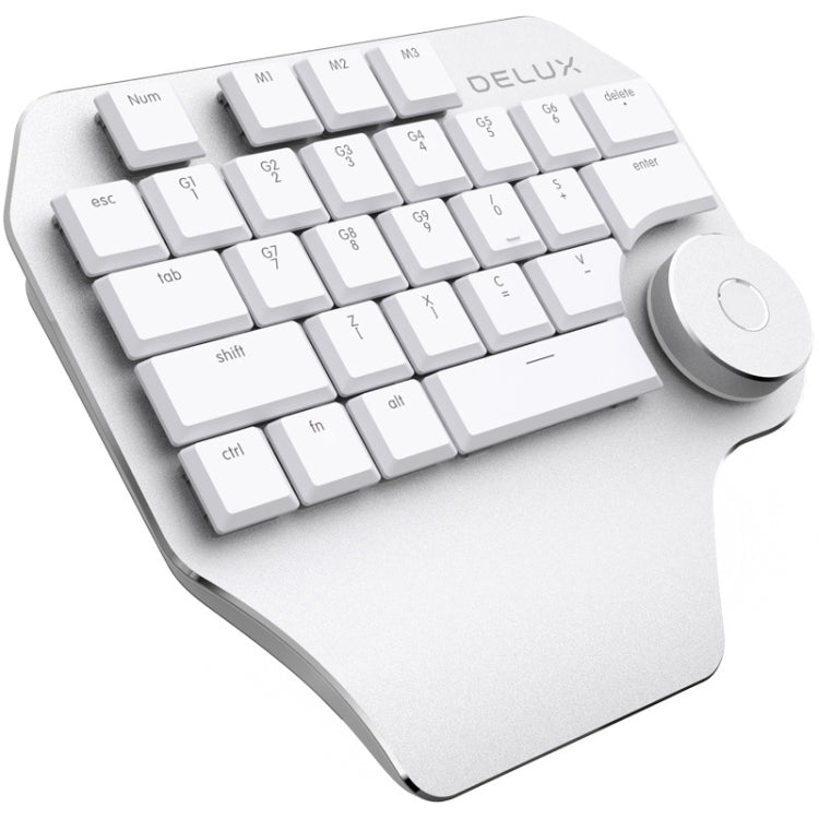 DELUX T11 29 Keys Single-Hand Keyboard Shortcut Key Speech Tool Flat Keyboard, Colour: Silver, Silver