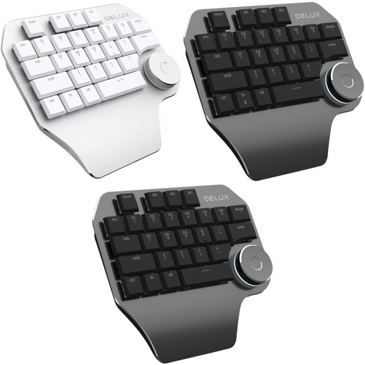 DELUX T11 29 Keys Single-Hand Keyboard Shortcut Key Speech Tool Flat Keyboard, Colour: Silver, Silver