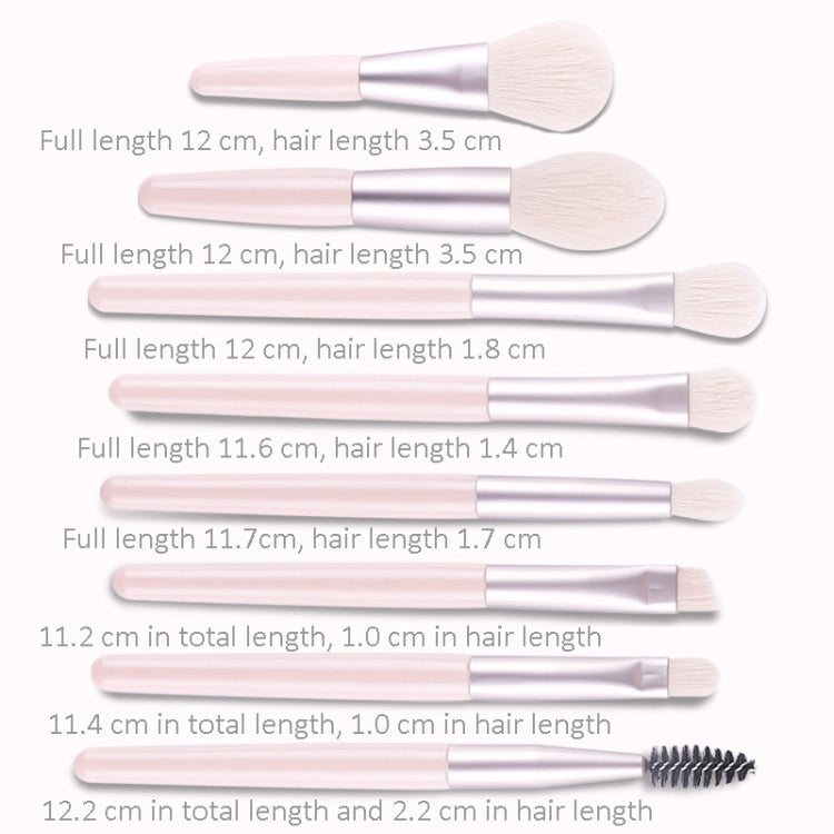 8-in-1 Mini Wooden Handle Makeup Brush Set Portable Loose Powder Brush(Rose Pink)