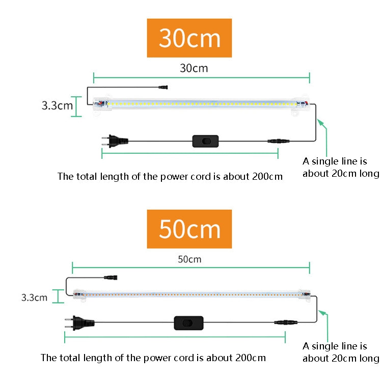 LED Plant Lamp Household Full Spectral Filling Hard Lamp Strip, Style: 30cm 6 Head(Sun Light UK Plug)