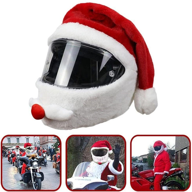 Motorcycle Helmet Christmas Hat Outdoor Crazy Funny Santa Helmet Cover, Helmet Christmas Hat