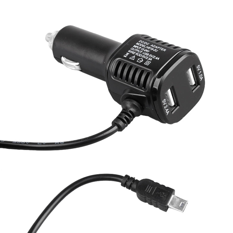 H519 Car Charger Driving Recorder Power Cord Dual USB With Display Charging Line, Specification:, Mini Straight, Mini Right Elbow