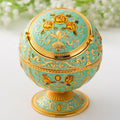Metal Globe Ashtray With Lid Holiday Gift Tea Table Decoration(Green Rose)